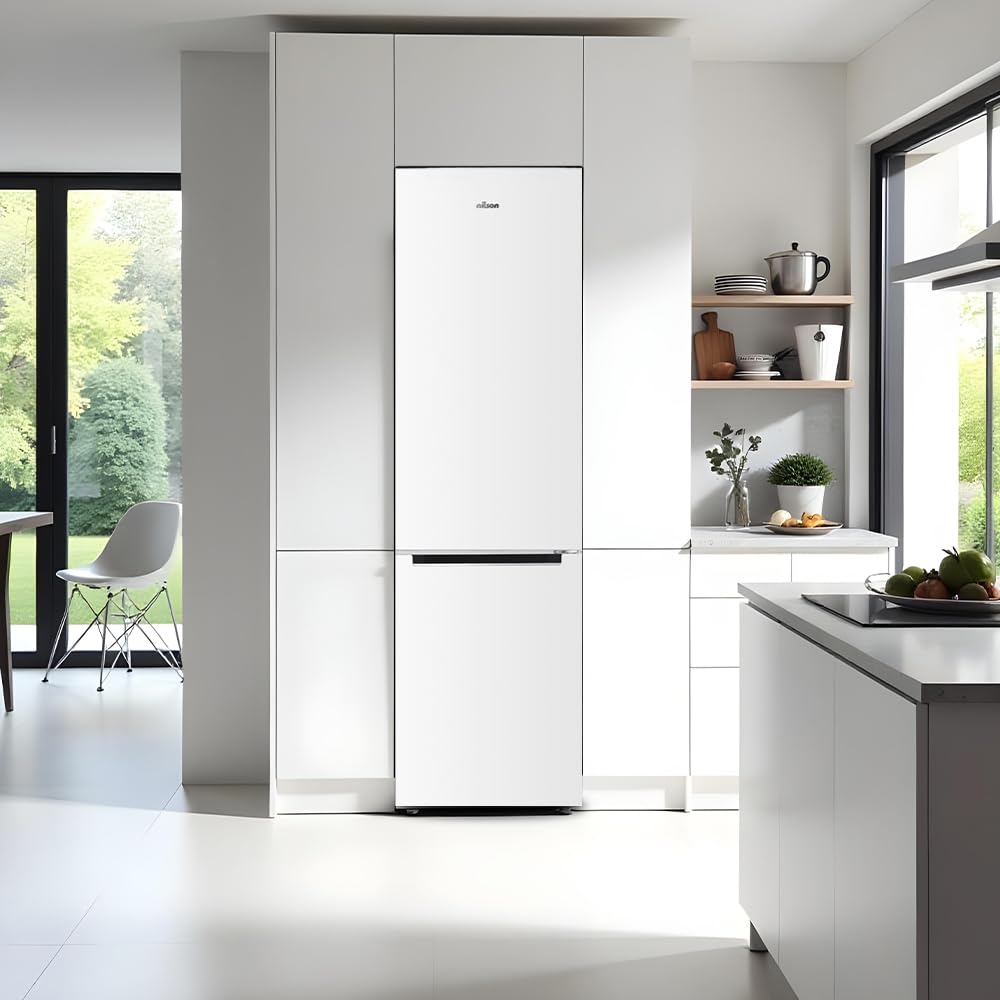 Nilson Frigorífico Combi Blanco, 2 Puertas. NC185500ENF, Capacidad 253 L, No Frost, Multi Air Flow, Bajo Nivel Sonoro, Puerta Reversible, Clasificación Energética E