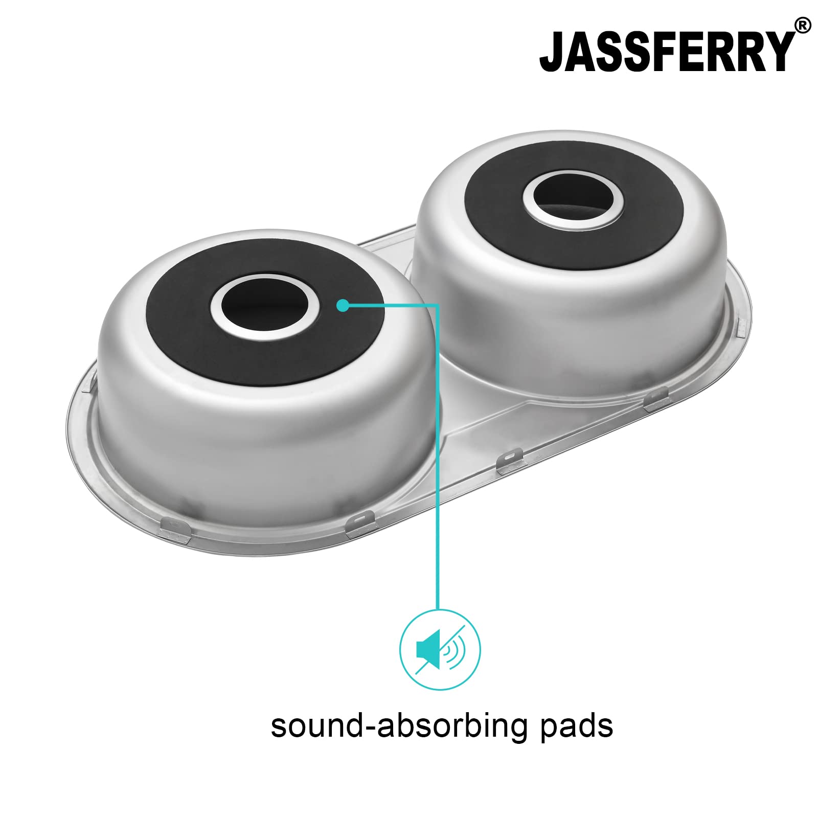 JASSFERRY Fregadero de Cocina Dos Senos, Fregadero Sobre Encimera de Acero Inoxidable, 84 x 44 cm