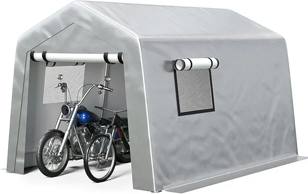 Jocoevol 8x10 ft Carport Heavy Duty Tent with Roll-up Windows, Portable Garage with Galvanized Steel Tubes, Car Canopy All-Season Tarp for Car Boat Truck Motorcycle