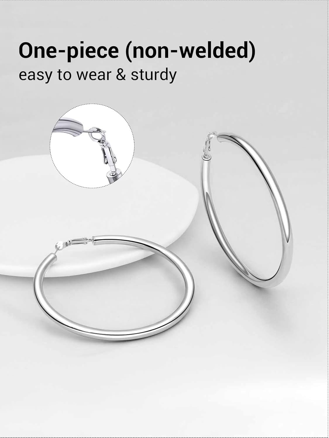 Chunky Hoop Earrings, Hypoallergenic Silver Post Black/Green/Blue/Red/Pink Teardrop Earring, Stainless Steel/Black/18K Gold 5mm Thick Hoop Earrings Womens Fashion Jewelry - Image 5