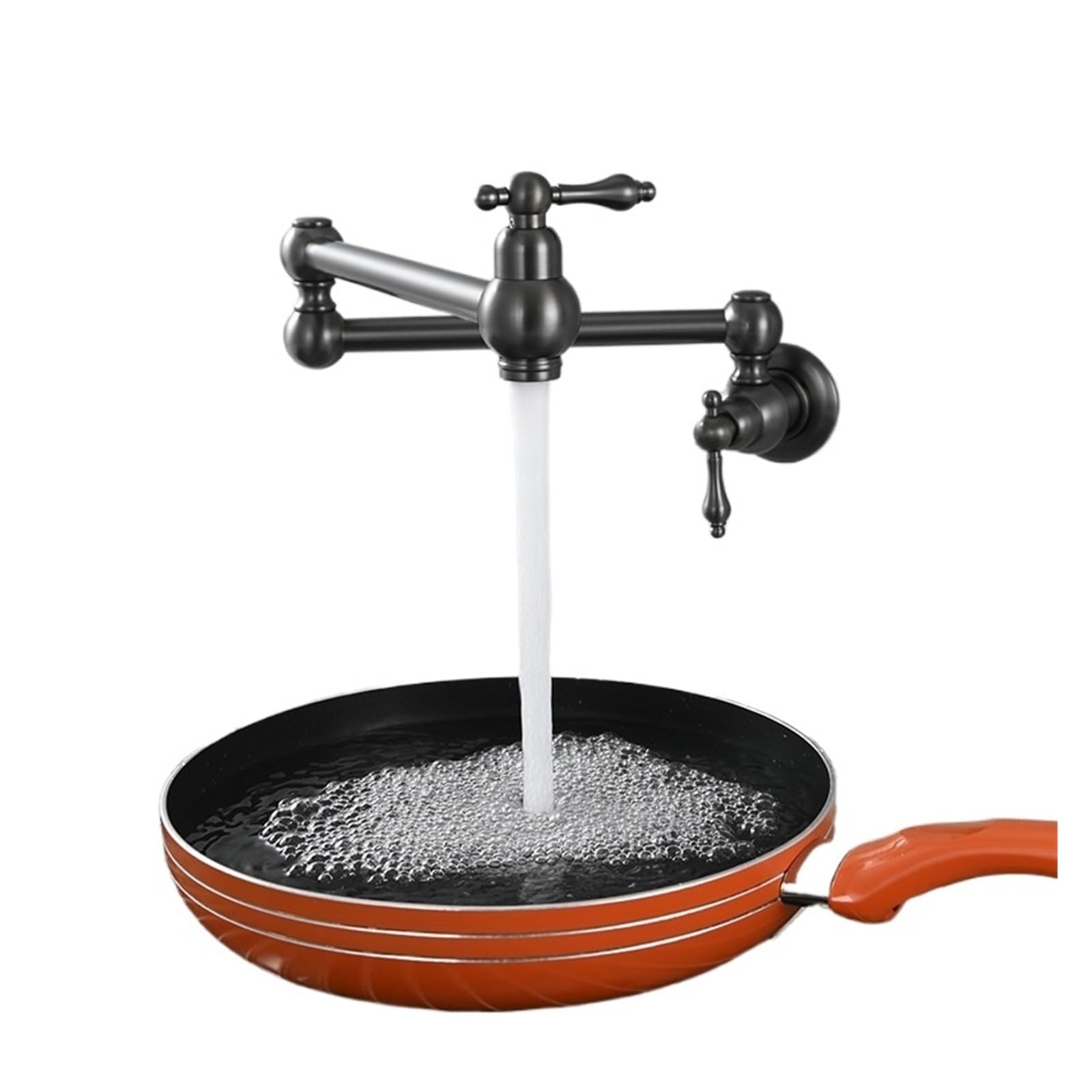 ZYCHSJXA Brass Pot Filler Faucet Wall Mounted Over Stove Water 2 Handles Folding Stretchable Faucets Tap(Grey)