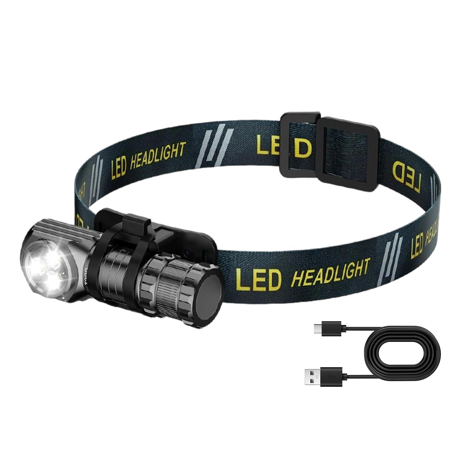 Lámpara frontal LED recargable de 3 modos con cinta ajustable para senderismo 8