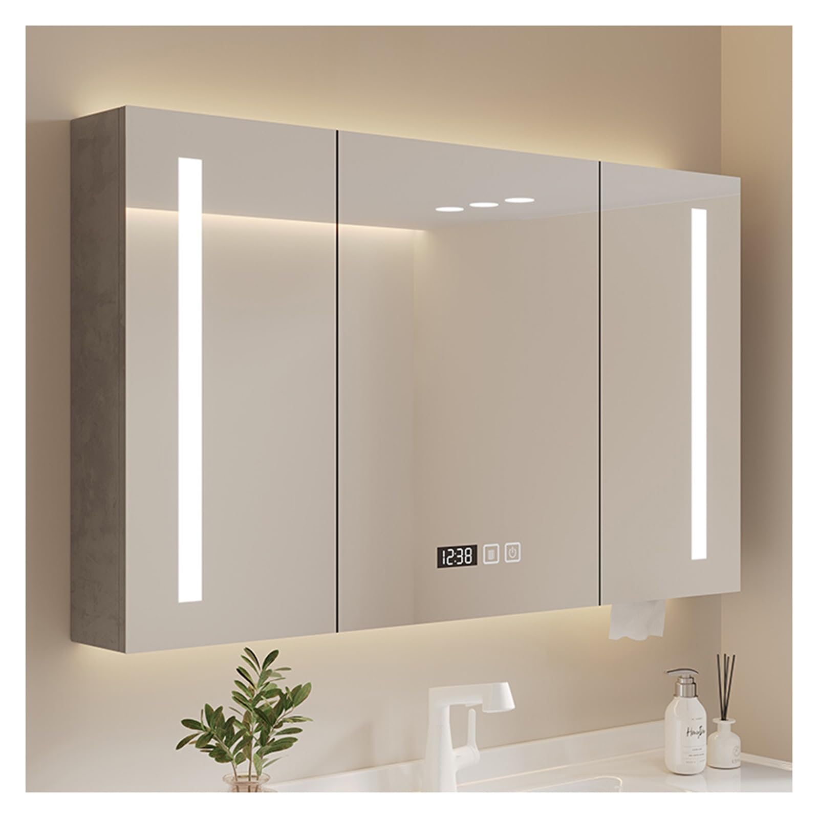 BKSXSOP Modern Wall-Mounted Bathroom Cabinet with Mirror, LED Medicine Adjustable Anti-Fog Light, Stylish Storage Solution for nization