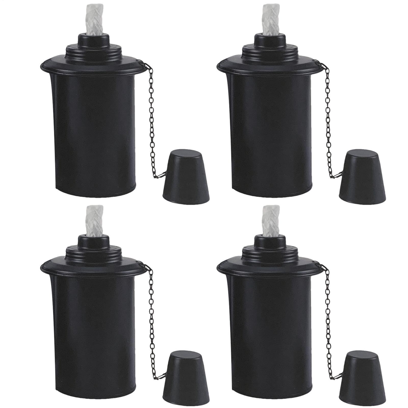 Bidones recargables para linterna, juego de 4 unidades, bidón de metal para antorchas con tapa, iluminación nocturna, para jardín, manualidades, bidón de repuesto para césped al aire libre