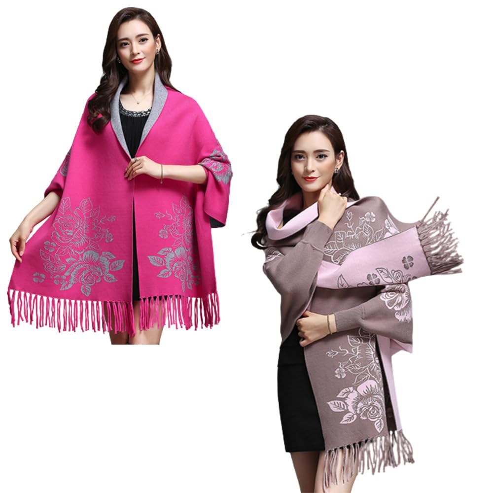 EDAT Schal Wickeltuch - Weicher Poncho Mit Schlaufe In Übergröße