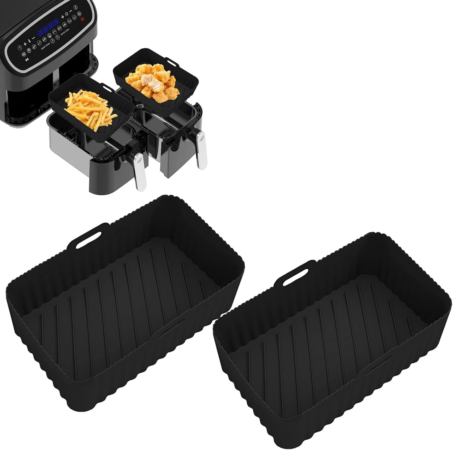 2 szt. Airfryer akcesoria do Ninja Foodi Max Dual Zone AF500EU 7,6L, silikonowa wkładka Air Fryer Accessories do frytkownicy na gorące powietrze, składana forma silikonowa do frytkownicy na gorące