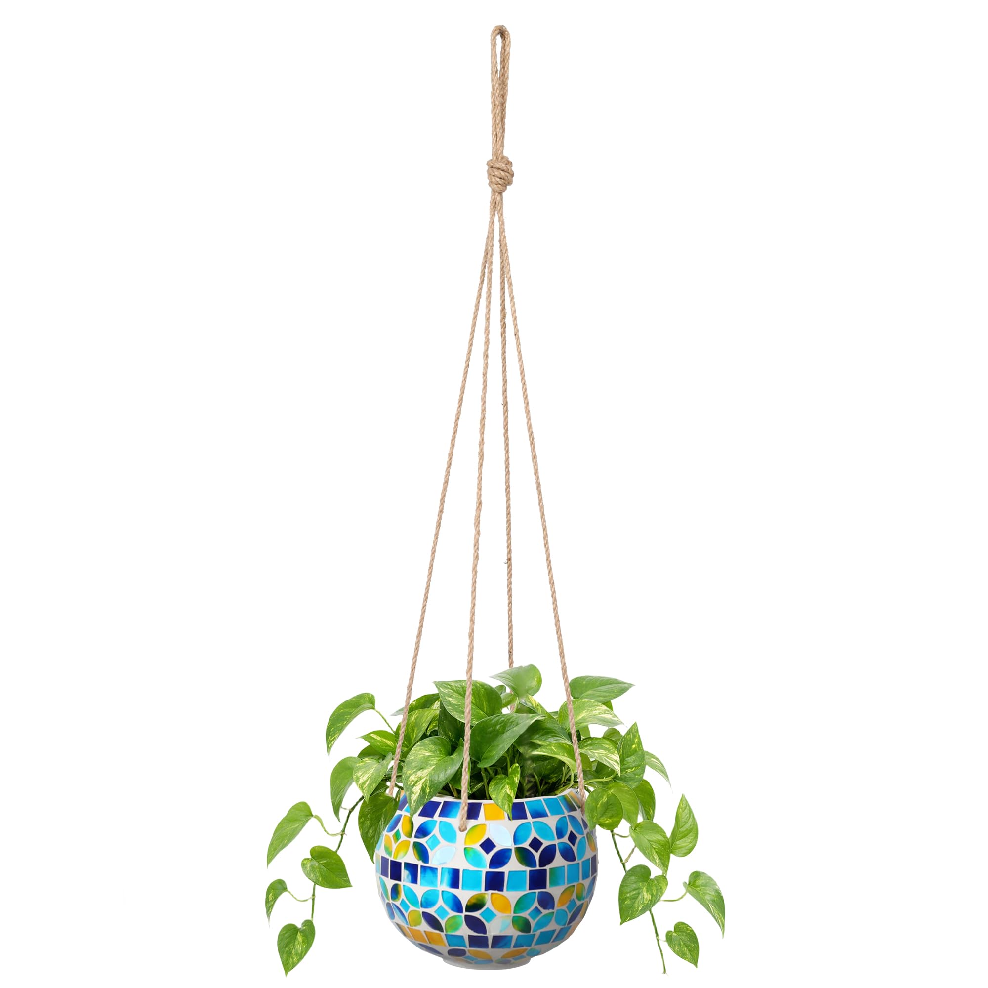 Mosaic Disco Ball Blue Hanging Planter