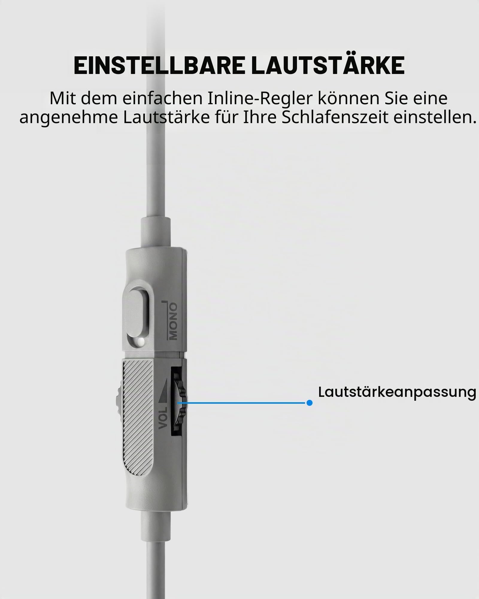 Avantree Slumber Mini – Kabelgebundener Kissenlautsprecher Zum Schlafen, Sanfter Schlafsound, Kein Aufladen Nötig, Inline-Lautstärkeregler, USB-C & AUX, Für Podcasts & Hörbücher
