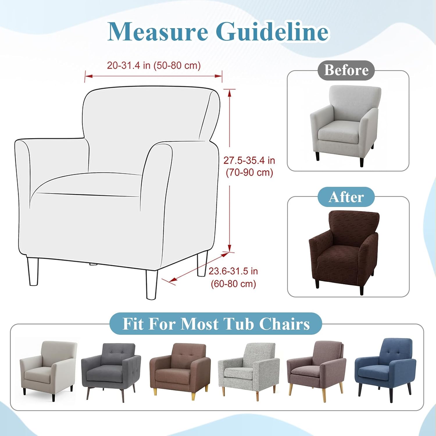 LiveGo Stretch Banquet Armchair Covers, Soft Jacquard Accent Chair Cover with Arms, Armchair Slipcovers Furniture Protector Machine Washable for Living Room Office Reception Reading Chair Sofa