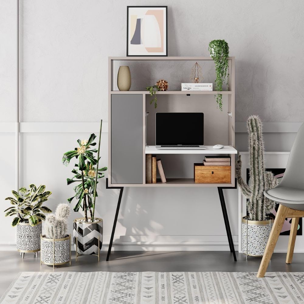 Mobile Multiuso scrivania Tatti Colore Light Mocha Bianco Antracite