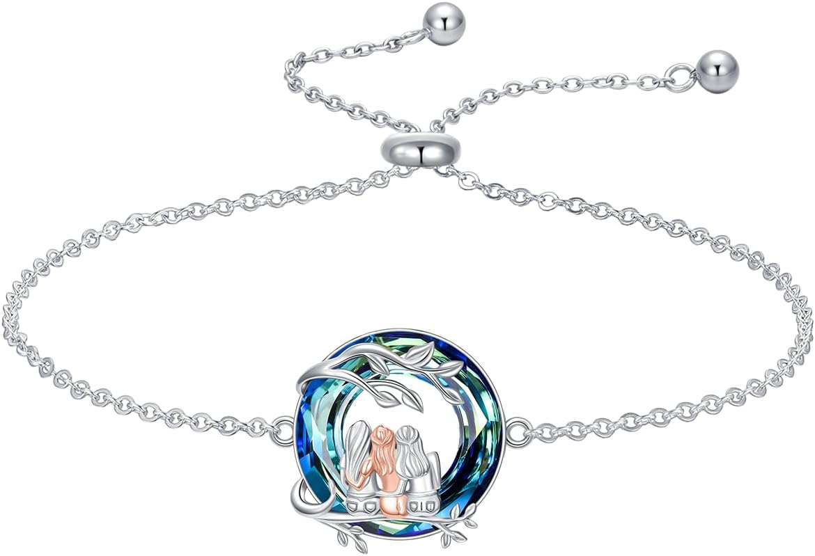 Sister Gifts from Sisters 925 Sterling Silver Sister Bracelet Friend Friendship Anklets Jewelry Mothers Day Gifts for Women