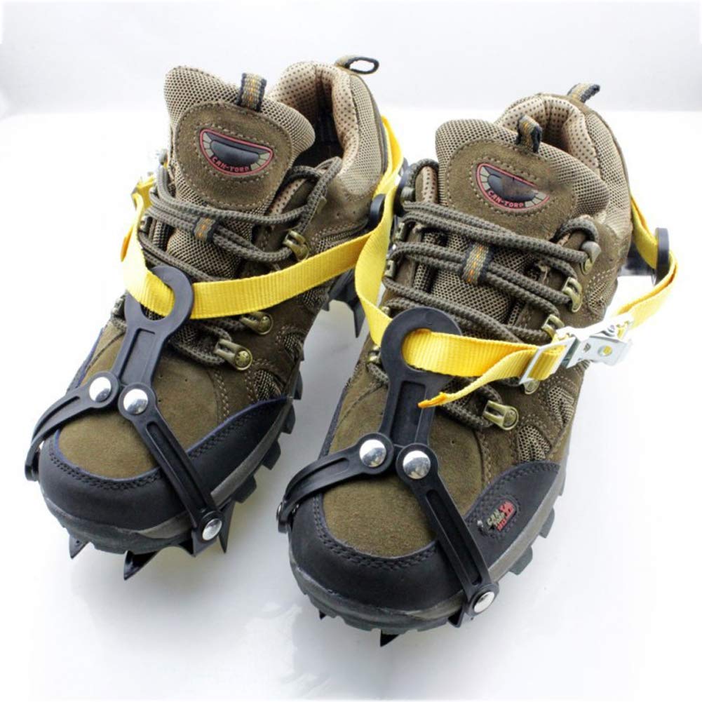 LANGWEI Crampons De Traction pour La Randonnée, Crampons Antidérapants 10 Dixièmes Crampons Crampons À Glace Poignées De Neige avec Pochette De Rangement pour l'escalade sur Neige en Plein Air