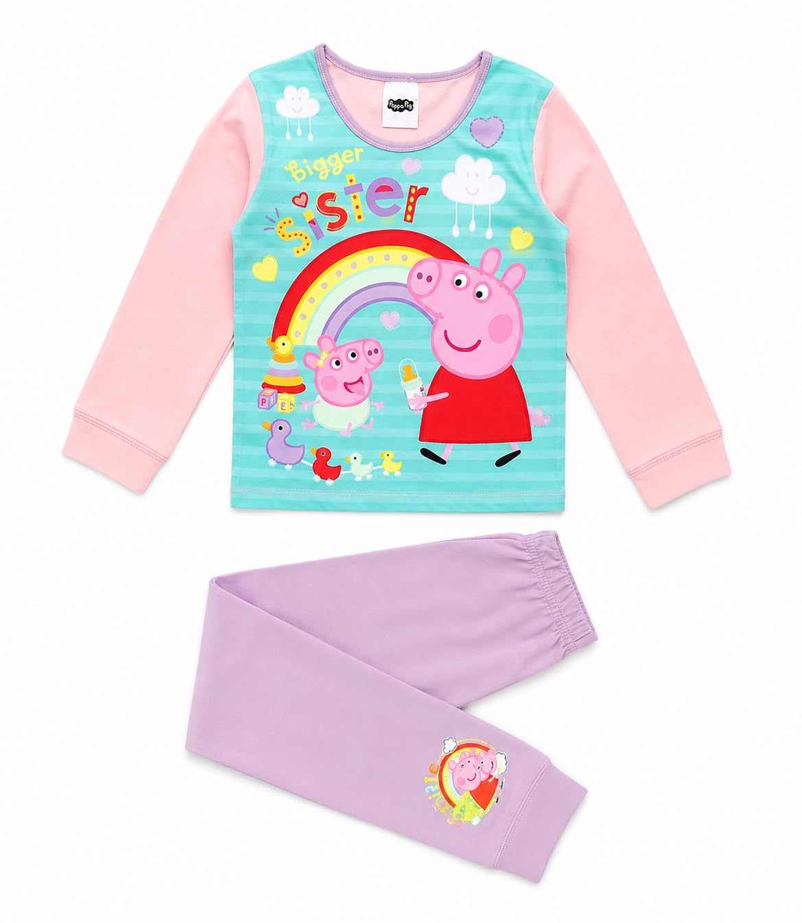 Peppa Pig Girls Multicolour Pyjamas Featuring Peppa And Evie Bigger Sister, Ed. Age 3-4 Years