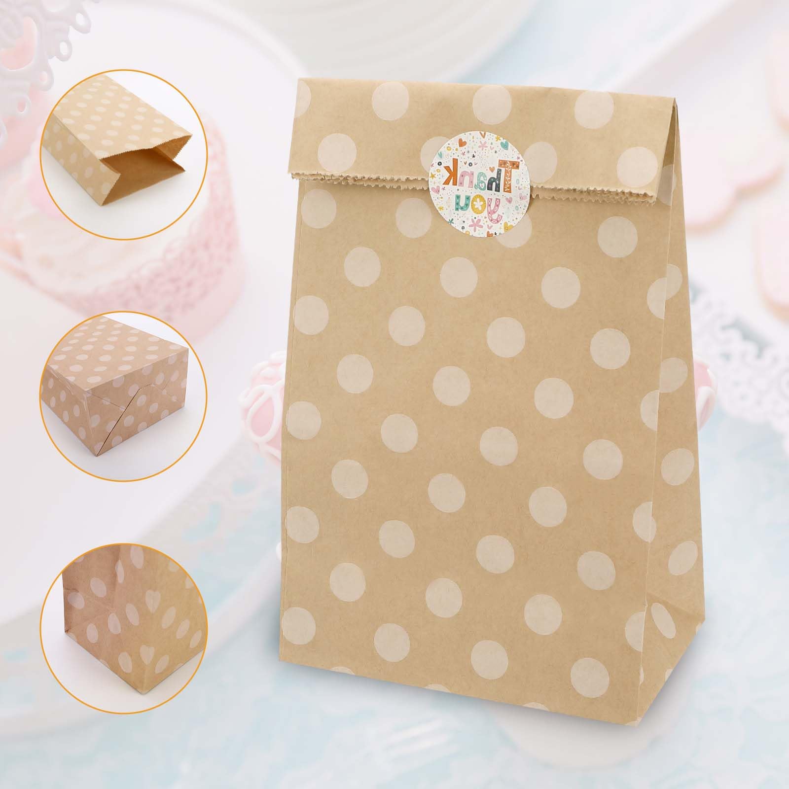 Mexgcom 20 Sacchetti Regalo In Carta Kraft Colorata + 48 Adesivi – Per Feste, Compleanni, Matrimoni, 24x13x8cm