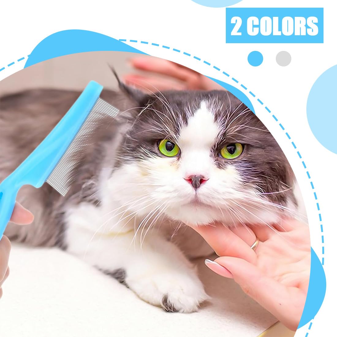 4 Pièces Peigne Anti Puces Peigne Anti Puces Pour Chat Et Chien Pour Poils Longs Pour Enlever Les Puces Les Tiques Les Taches De Larmes Et Les Pellicules Blanc Bleu
