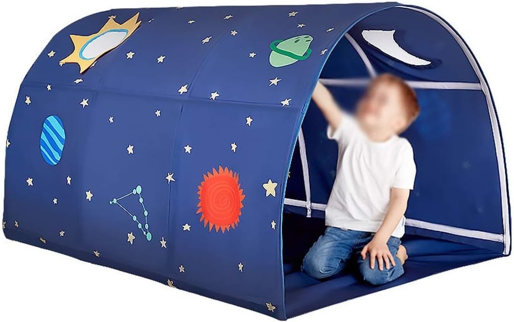 Children's Tent, Tunnel Fairy Tale Indoor Plush Fabric Soft Foldable Convenient Storage Easy to Clean (Color : Blue, Size : A)