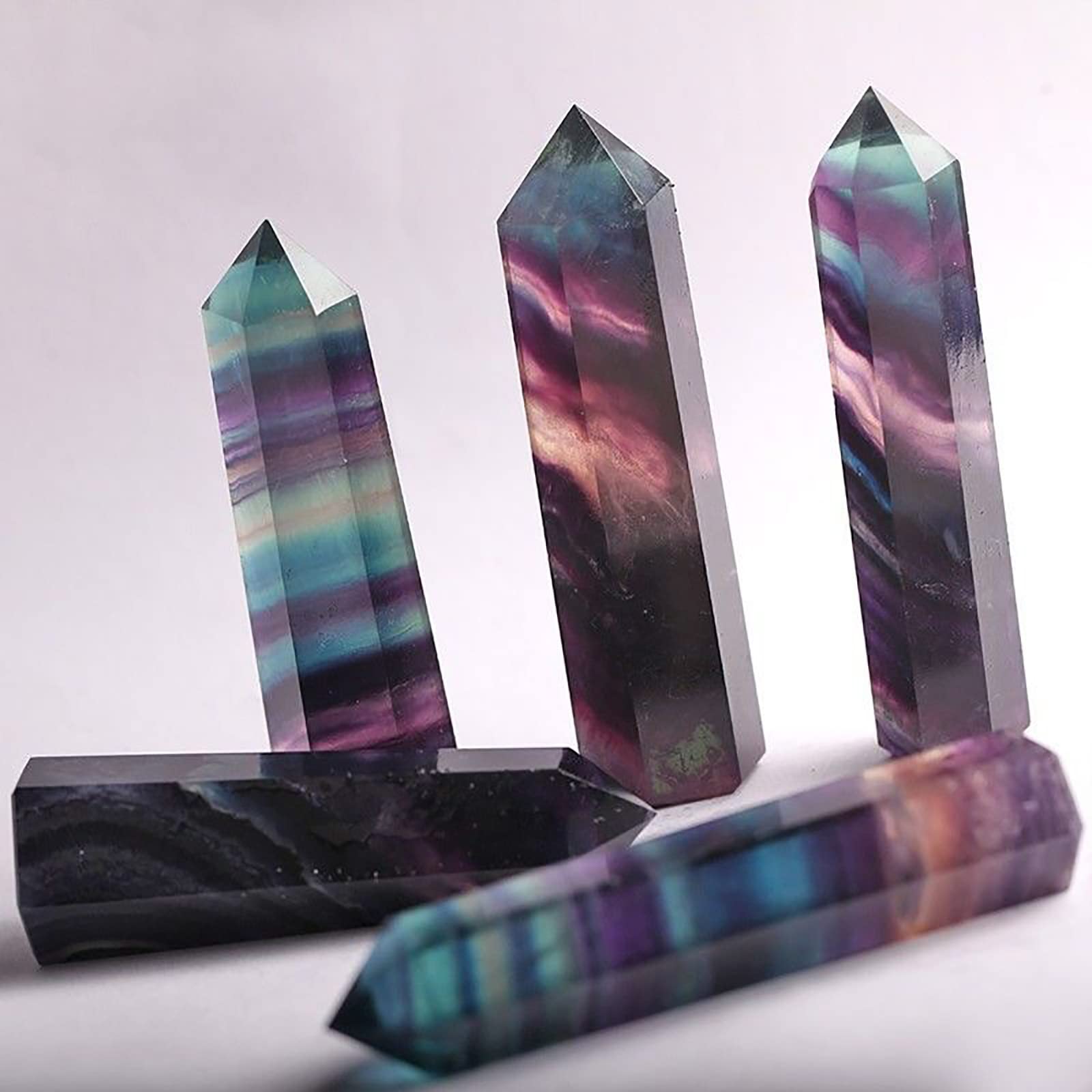 Kdashページ　レインボーフローライトマジックワンド置物　3本まとめ Amazon.co.jp: レインボーフローライト ヒーリングクリスタルワンド 3