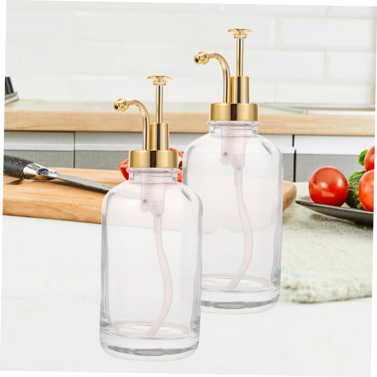 GREENADSCAPE Set De 2 Botellas De Vidrio Para Aceite Y Miel 300ml – Dispensador Hermético Con Bomba – Ideal Para Vinagre, Jarabe Y Crema