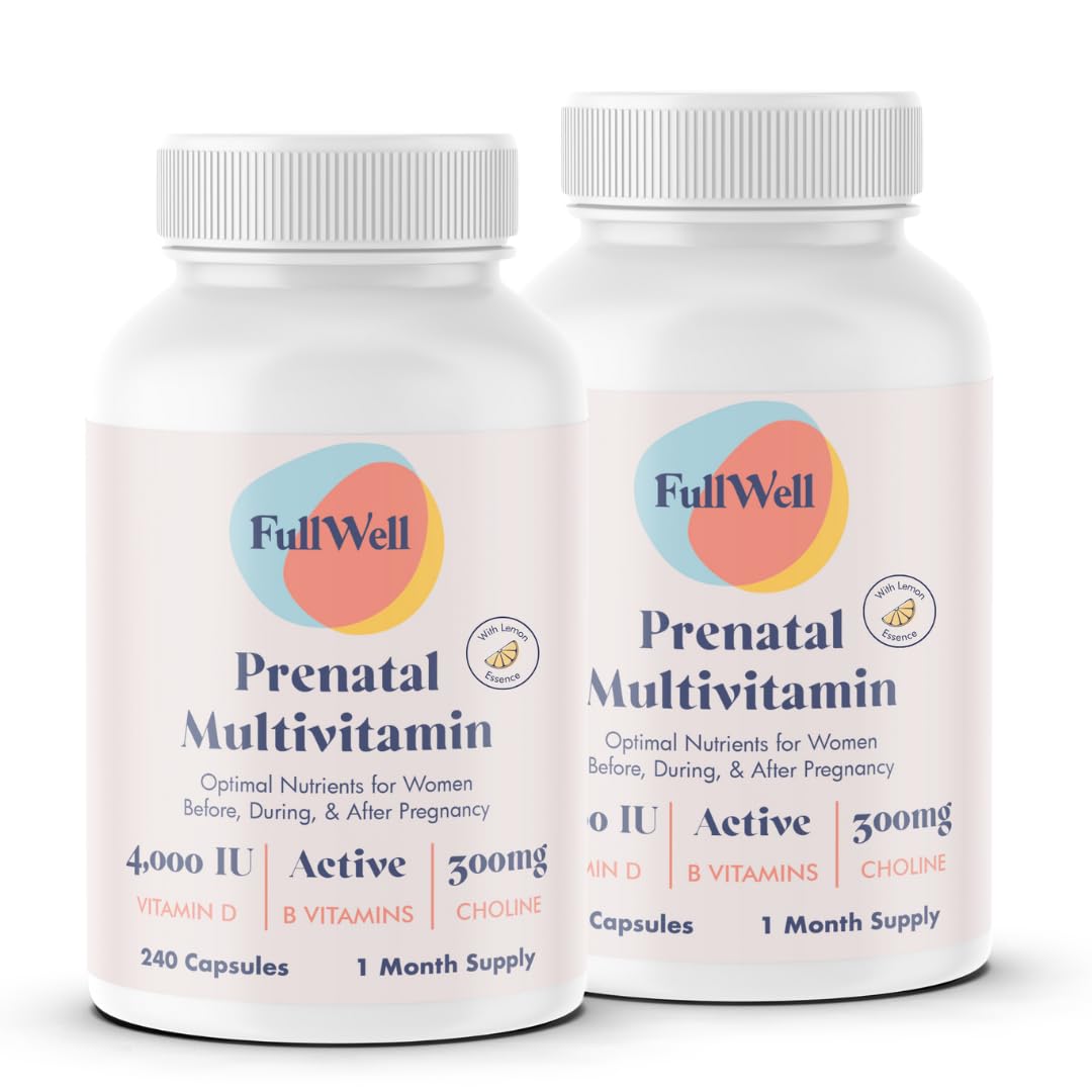 Prenatal Vitamins Lemon | choline, folate, vitamin D for fetal growth, brain development | 26 Vital Nutrients | Dietitian-formulated, OBGYN recommended, non-GMO, 3rd Party tested, 60 Servings