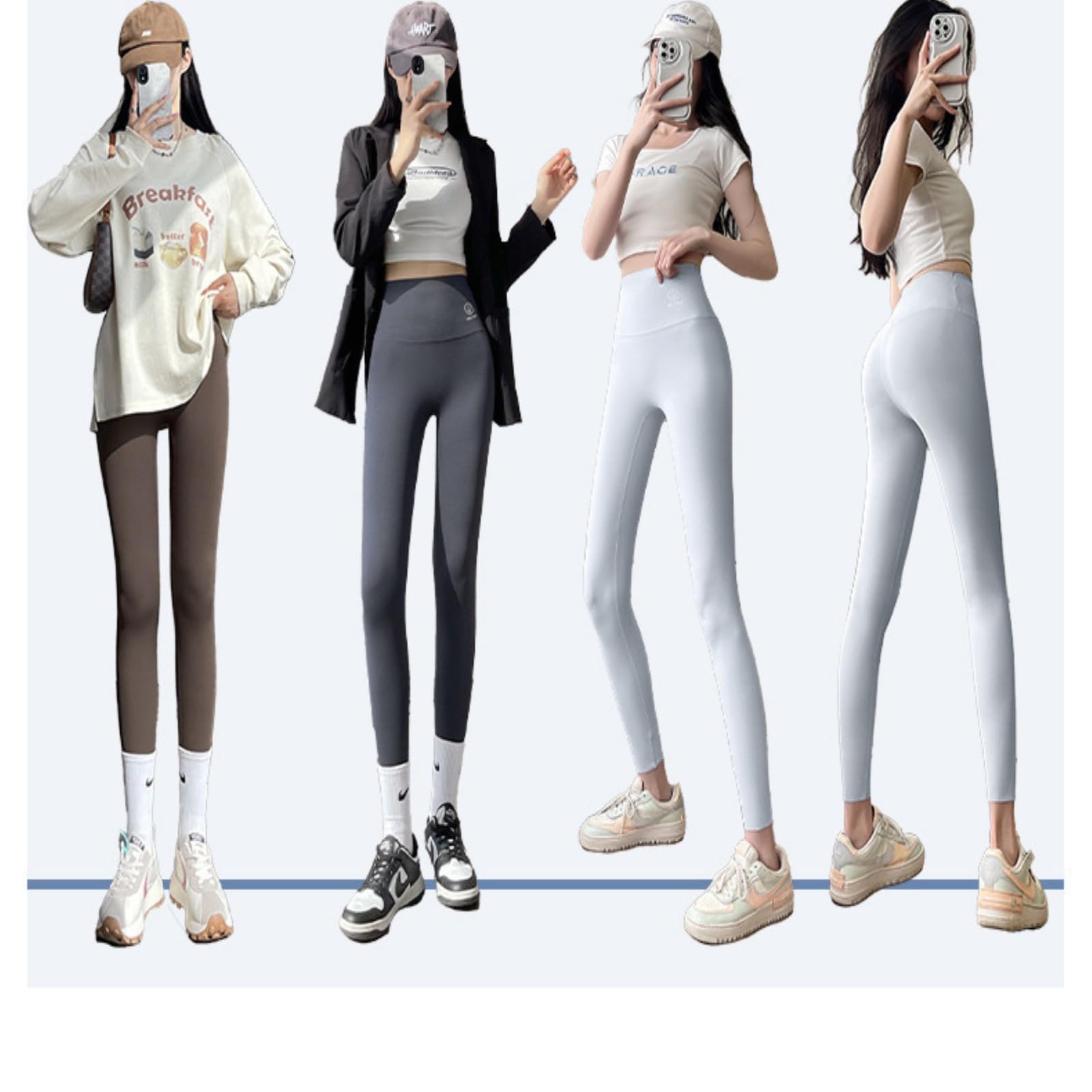 HJDMO Legginsy Damskie Wysoki Stan Bezszwowe Bez Efektu Camel Toe Push Up Unoszące Pośladki Kontrola Brzucha Joga Siłownia Czarny Kawa Ciemnoszary