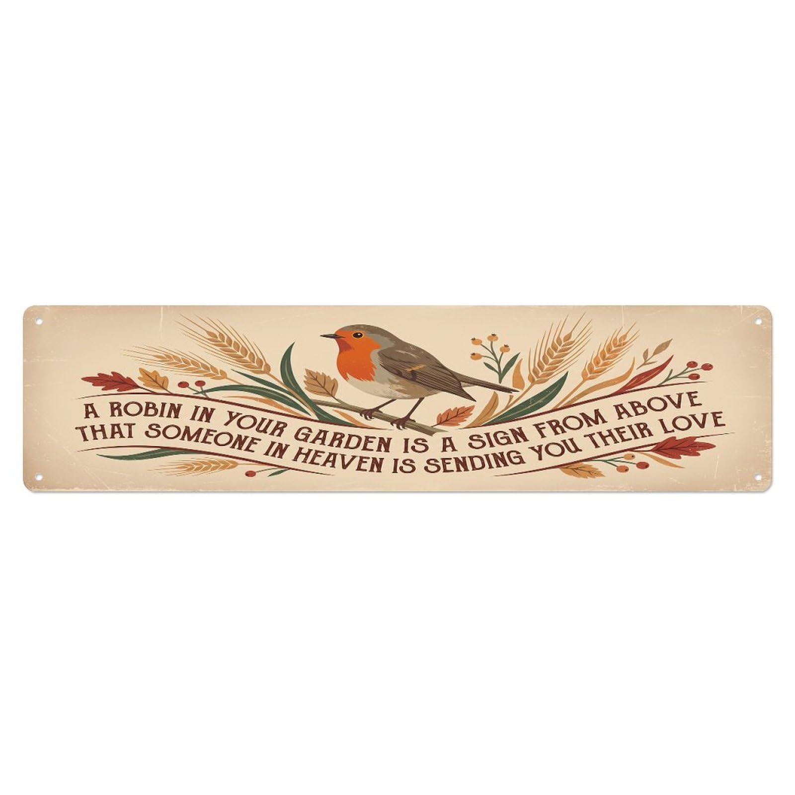 European Robin Heaven Love Barley Metal Tin Sign
