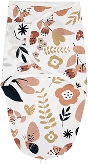 HOUSBAY 100% Cotton Newborn Swaddle Sack with 2-Way Zipper - Breathable Sleep Sack for 0-3 Months Babies (Red Flower, S/M)