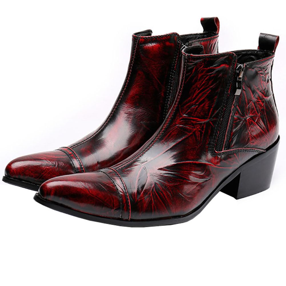 WOUFOMen's Leather Ankle Boot,Western boots,Dress Boot for man,Formal Leather Shoes,Cap toe