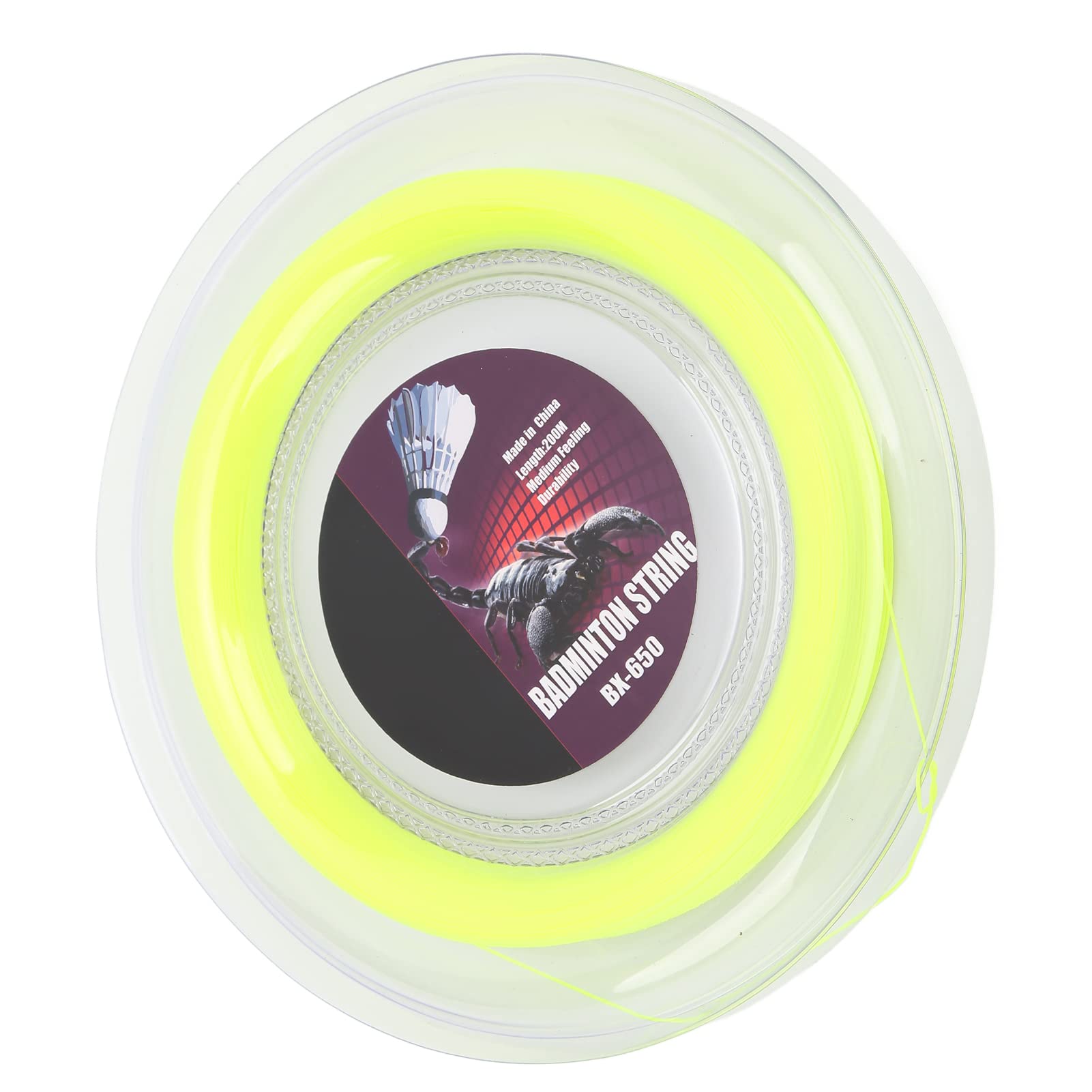 Bobine de Fil de Badminton léger 200 m avec Noyau en Fibre synthétique multifilament, Couche extérieure Jaune pour Raquette pour entraînement Quotidien Amateur