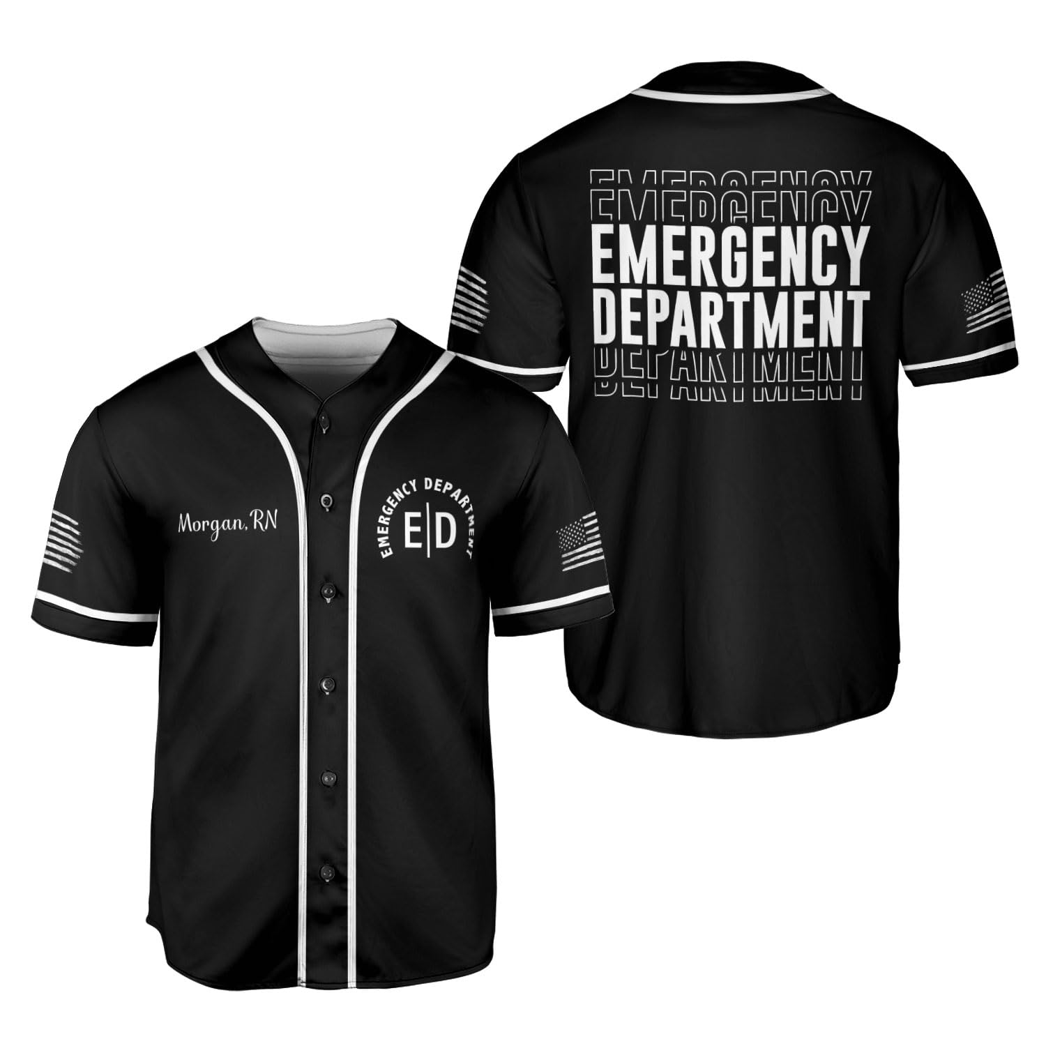Customized Emergency Department Baseball Jersey Shirt, ER Nurse Shirt, Emergency Room Christmas Shirts for Women Men (US, Alpha, X-Small, 5X-Large, Regular, Regular, BJ485)