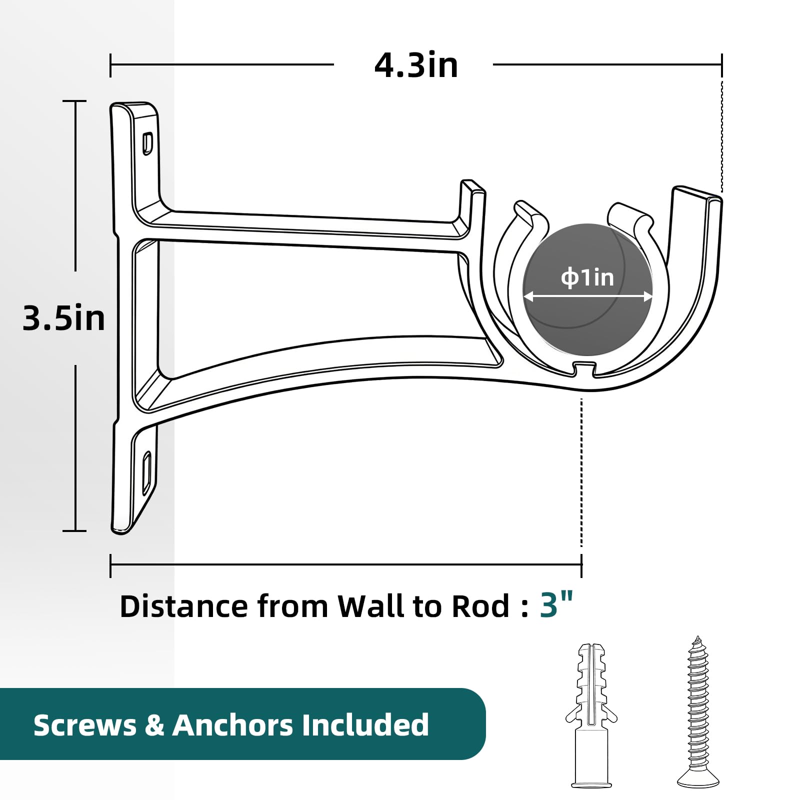 Heavy Duty Curtain Rod Brackets - No Screws! -3