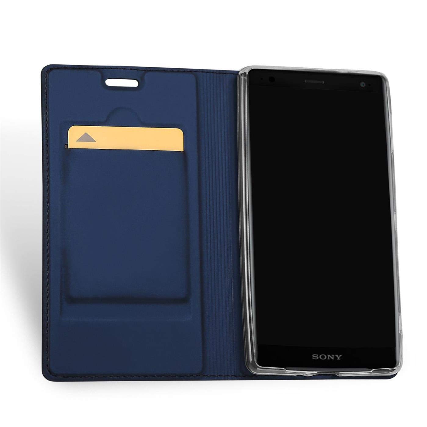 Suncase Custodia in vera pelle Custodia in pelle Etui * Slim Edition * per Sony Xperia XZ2 (con linguetta e chiusura magnetica