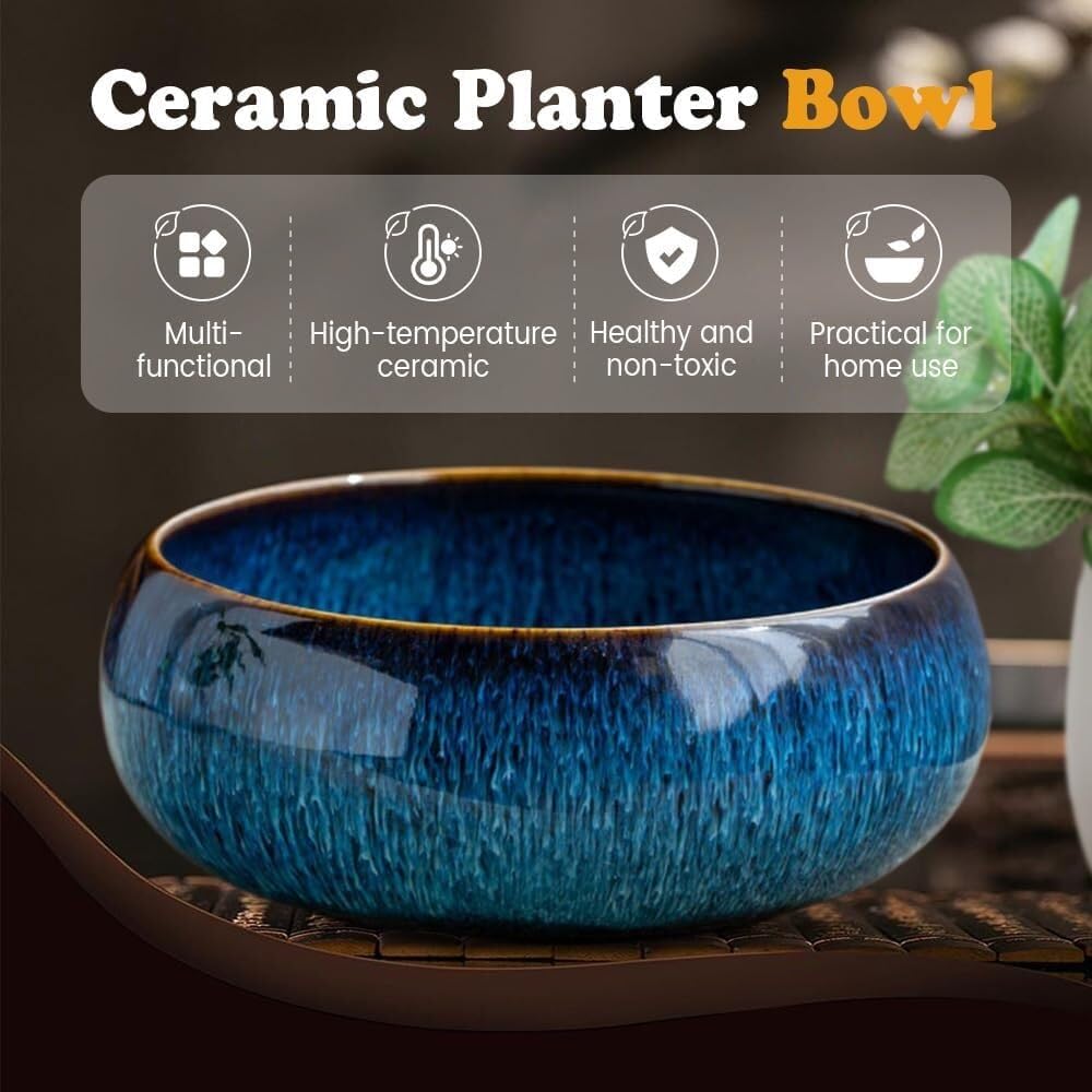 Pot de fleurs en céramique pour culture hydroponique, pot d'intérieur pour plantation d'eau, bonsaï et graines de lotus, idéal pour la décoration de la maison