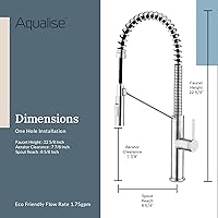 Vista 5 de AQUALISE Grifo de cocina con rociador desplegable – Grifos de cocina de estilo comercial – Acoplamiento magnético de 22.625 pulgadas de alto arco