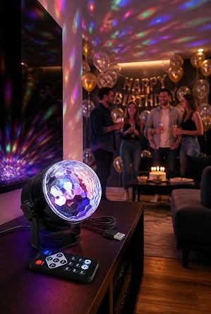 Busstier USB Kablolu LED Parti Işığı, Kumandalı Renkli Disko Efekt Lambası, Ev Partisi Doğum Günü Etkinlik ve Oyun Odası İçin Dekoratif Aydınlatma [Enerji Sınıfı A++]
