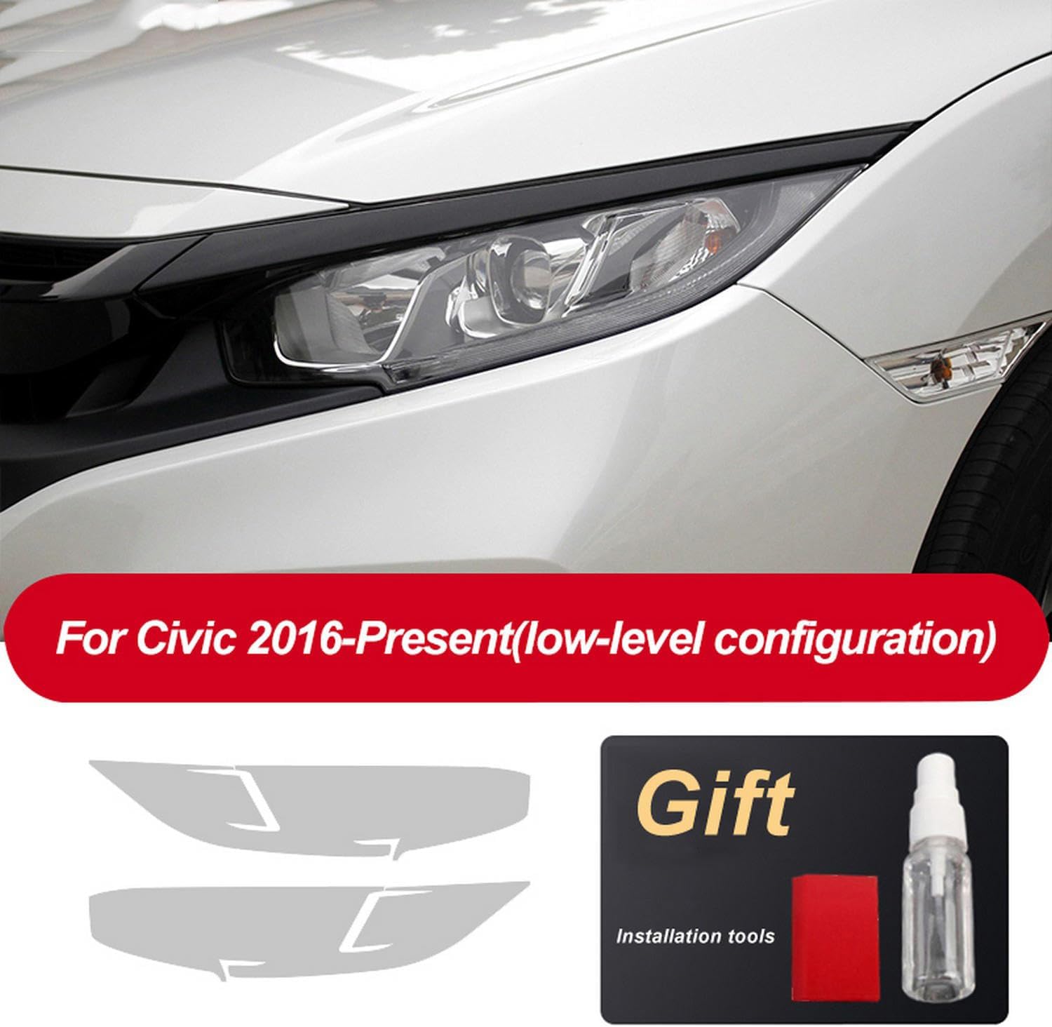 2 Pcs Car Headlight Protective Film Restoration Transparent TPU Sticker，for Honda Fit Civic Accord CR-V Pilot HRV Odyssey Accessories