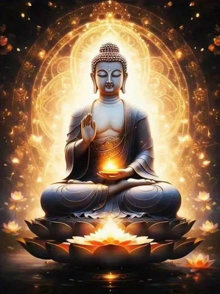 Pskgbxmu Adult Embroidery Cross Stitch Kit Buddha Statue 11CT Pre-Printed Pattern Cross Stitch Kit DIY Craft Home Decor 40x50 cm