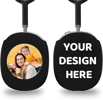 Photo Case for Apple AirPods Max Headphones Personalized Customized Logo Picture Text Cover for AirPodsmax Skin Hard Plastic Protective Ear Cups Covers Accessories Gift for Christmas, Black