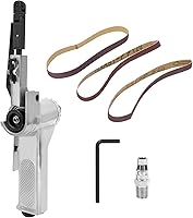 Vista 8 de Eboxer - Lijadora de banda neumática de 0.394 pulgadas (0.394 in) de 3/8 x 13 pulgadas con 3 correas, lijadora de archivos para cortar y moler