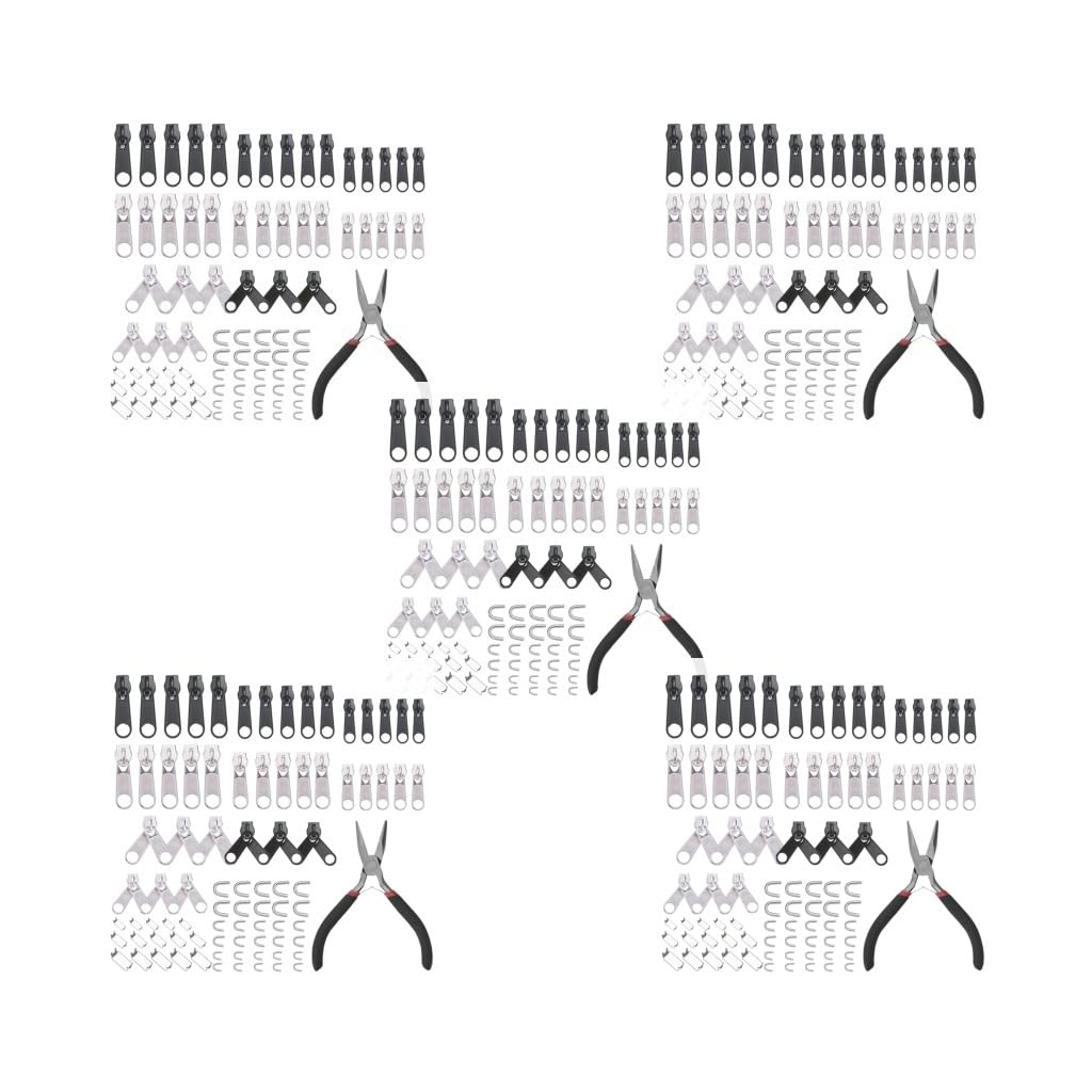 Kit de reparación de cremallera con alicates de instalación de cremallera para jeans, chaquetas, mochilas, 85 piezas, 85 piezas