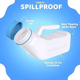 Female Urinal Spill Proof 32 oz (2 Pack)- Urinal for Women & Men - Pee Funnel - Unisex Bed Pan - Portable Urinals for Women - Sturdy Female Urination Device for Car Travel, Road Trip Essentials