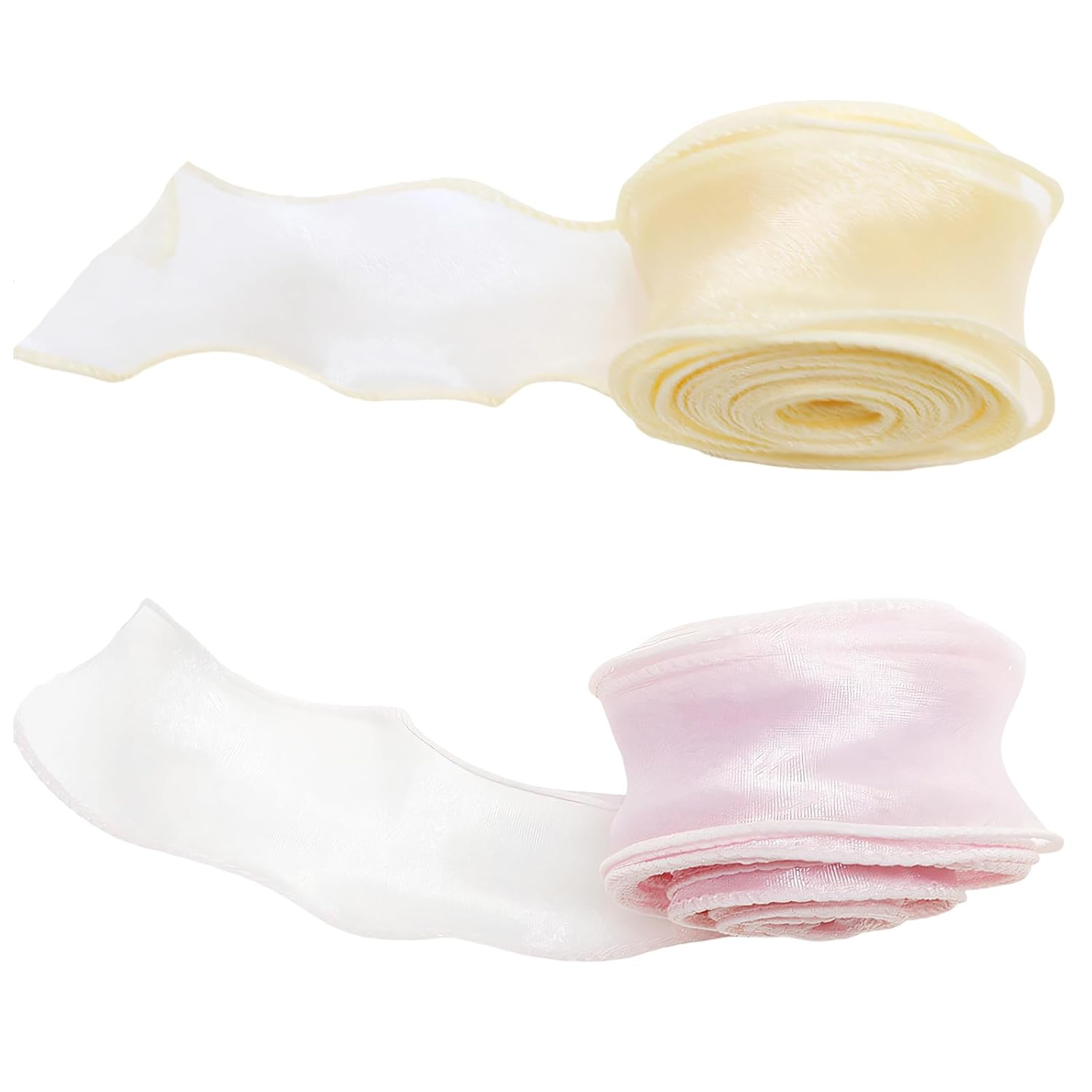 2PCS Organza Ribbon, Ribbons for Decoration and Gift Wrapping, Rolls Organza Fabric Material, 4 cm Wide 9.1 m Long, Pink and Yellow Ribbon Roll for Bouquet and Christmas Tree Decoration 2PCS Organza Ribbon, Ribbons for Decoration and Gift Wrapping, Rolls Organza Fabric Material, 4 cm Wide 9.1 m Long, Pink and Yellow Ribbon Roll for Bouquet and Christmas Tree Decoration