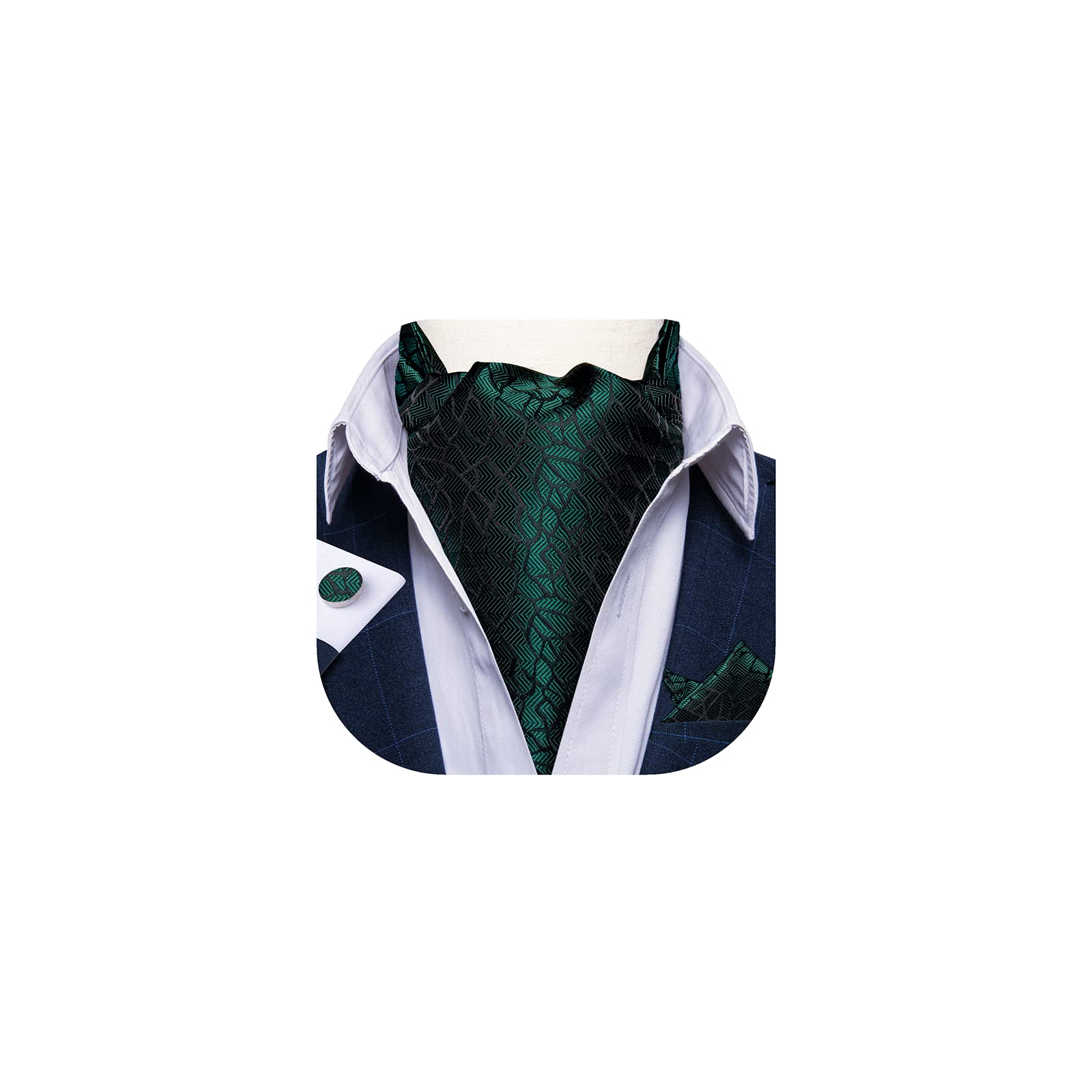 DiBanGu Jacquard Woven Ascot Silk Cravat Set for Men Wedding