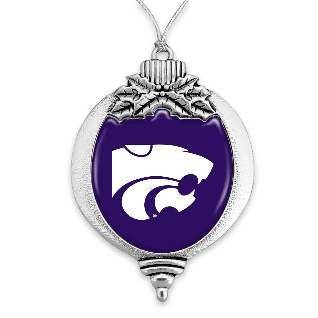 Kansas State Wildcats Bulb with Team Logo Silver Metal Christmas Ornament Gift Tree Decoration