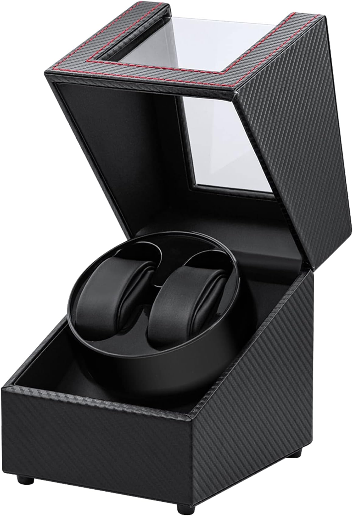 Mcbazel Watch Winder for Automatic Watches, Double Automatic Watch Winder Box with Quiet Japan-made Motor, 2 Slots Watch Display Storage Rotation Wrist watch Box (Black Carbon Fiber Leather)