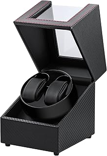 Mcbazel Double Automatic Watch Winder Box, Automatic Watch Display Storage Rotation Wristwatch Box with 2 Slots - Black/Red