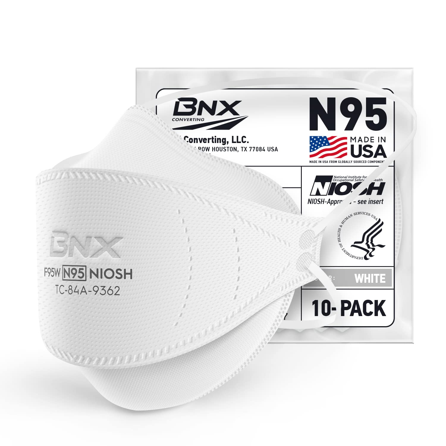 BNX N95 Mask NIOSH Certified MADE IN USA Particulate Respirator