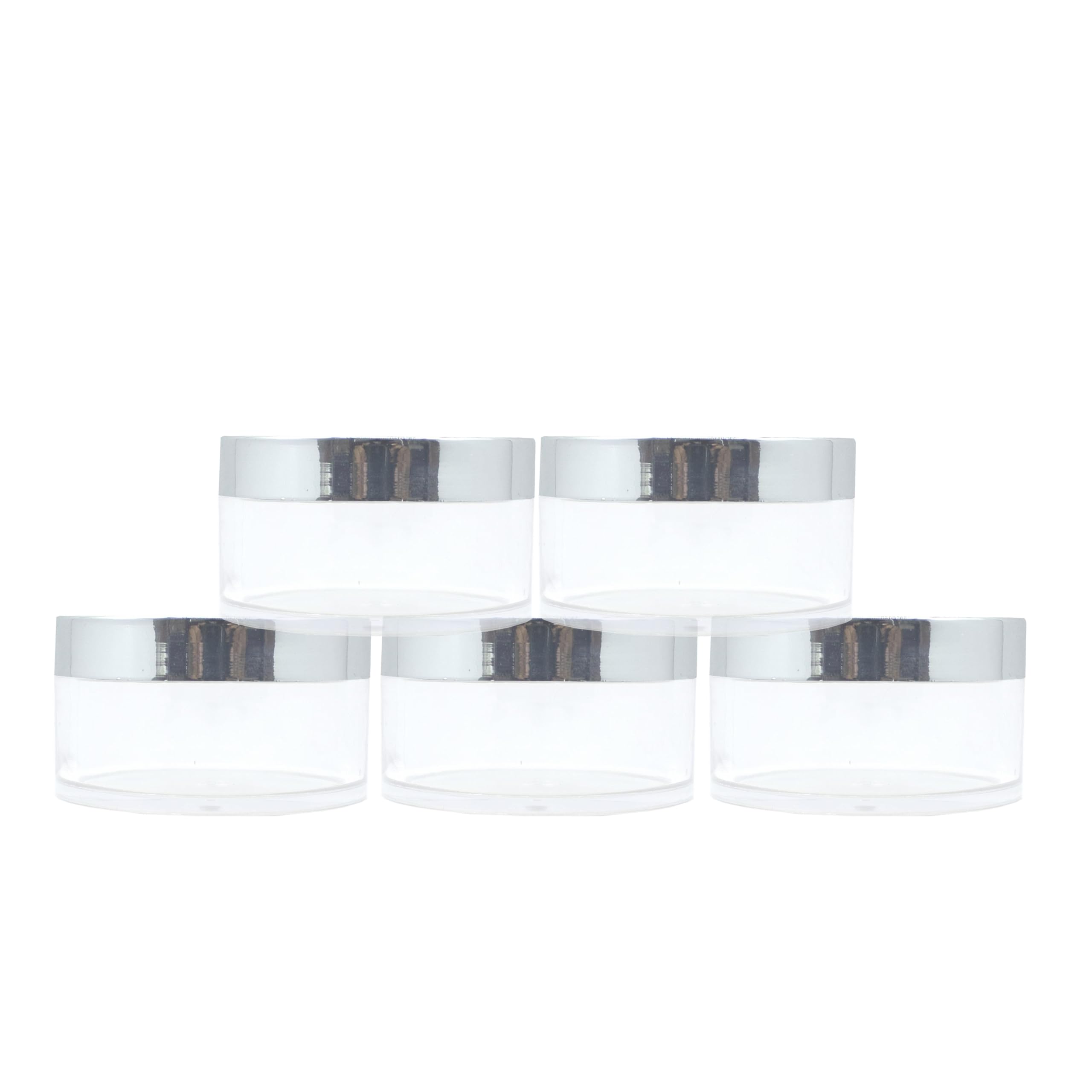 FUTURA MARKET 50g Acrylic Transparent Jars with Royal Silver Lid, Refillable Containers for Personal Care, Beauty Products, Medicine Storage, Household Use & Multi-Purpose - Pack of 5-image-4