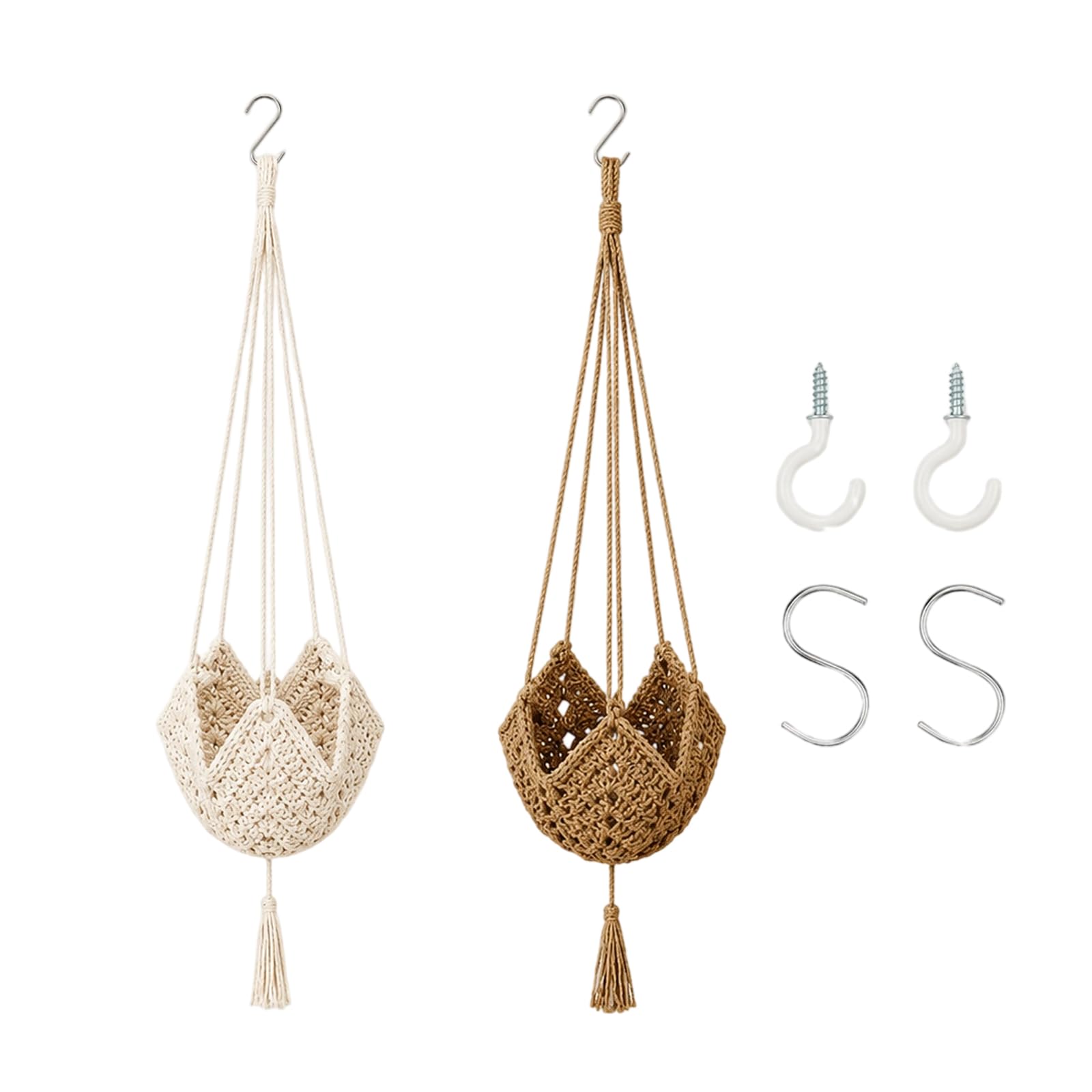 Domefahaso 2-Pack Makramee Blumenampel Style Handwoven Hanging Baskets, Indoor Hanging Plant Pots for Home Decor