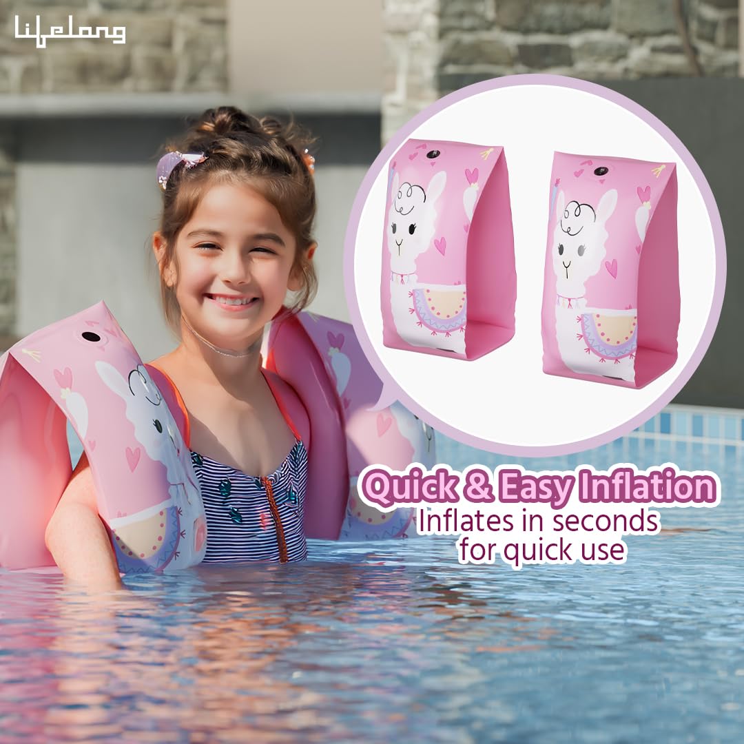 Lifelong Swimming Arm Band Float/Swim Armband/Arm Sleeves Band for Swimming Pool/Floater/Floaties for Kids Boys and Girls (Pink)