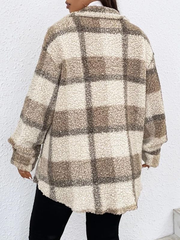 Plus szie Fuzzy Teddy Coat Oversized Sherpa Jacket keep warm3